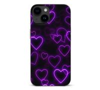 EMPYRI Purple Hearts Printed Phone Case for iPhone 15, Ultra Slim Scratch-Resistant Shockproof Black TPU Phone Case Cover with Wireless Charging, Anti-Yellowing
