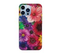 EMPYRI Rainbow Flowers Printed Magnetic Case for iPhone 13 Pro Case Frosted Shockproof Clear Phone Case Cover 6.1 Inch,High-Speed Charging,Acrylic Back,Not Yellowing