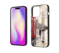 EMPYRI Red Phone Booth London Street Printed Case for iPhone 14 Pro Cases 6.1 Inch - Tempered Glass Shockproof Protective Phone Case Cover for iPhone 14 Pro,Not Yellowing