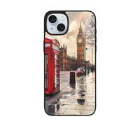 EMPYRI Red Phone Booth London Street Printed Case for iPhone 15 Plus Cases, Soft Glass Shockproof TPU Phone Case Cover for iPhone 15 Plus 6.7 Inch, Not Yellowing