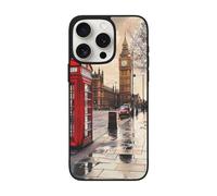 EMPYRI Red Phone Booth London Street Printed Case for iPhone 15 Pro Cases, Soft Glass Shockproof TPU Phone Case Cover for iPhone 15 Pro 6.1 Inch, Not Yellowing