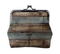 EMPYRI Rustic Old Barn Wood Printed Leather Kiss-Lock Wallet For Women - Compact And Secure Coin Purse