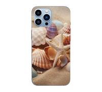 EMPYRI Shells On The Beach Printed Magnetic Case for iPhone 13 Pro Max Case Frosted Shockproof Clear Phone Case Cover 6.7 Inch,High-Speed Charging,Acrylic Back,Not Yellowing
