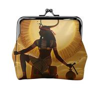 EMPYRI Sun Old Egyptian Timeless Grace Printed Leather Kiss-Lock Wallet For Women - Compact And Secure Coin Purse