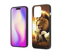 EMPYRI Sunset Lion and Bird Printed Case for iPhone 14 Pro Cases 6.1 Inch Shockproof Phone Case Cover Not Yellowing Anti-Fingerprint