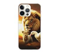 EMPYRI Sunset Lion and Bird Printed Phone Case for iPhone 14 Pro Max Cases 6.7 Inch Clear Shockproof Phone Cover,Not Yellowing,Wireless Fast Charging