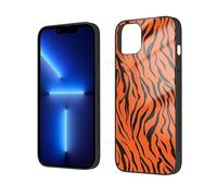 EMPYRI Tiger Stripes Orange Pattern Printed Case for iPhone 14 Plus Cases 6.7 Inch - Tempered Glass Shockproof Protective Phone Case Cover for iPhone 14 Plus,Not Yellowing