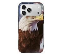 EMPYRI US Flag Eagle Printed Phone Case for iPhone 17 Pro Max, Ultra Slim Scratch-Resistant Shockproof Black TPU Phone Case Cover with Wireless Charging, Anti-Yellowing