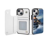 EMPYRI Winter Christmas Snow Night Railway Train Printed Wallet Case for iPhone 13 Mini - Flip Leather Wallet Phone Cases Cover with Card Slots