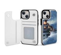 EMPYRI Winter Christmas Snow Night Railway Train Printed Wallet Case for iPhone 14 - Flip Leather Wallet Phone Cases Cover with Card Slots