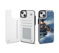 EMPYRI Winter Christmas Snow Night Railway Train Printed Wallet Case for iPhone 14 Plus - Flip Leather Wallet Phone Cases Cover with Card Slots