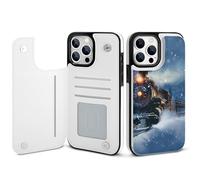 EMPYRI Winter Christmas Snow Night Railway Train Printed Wallet Case for iPhone 14 Pro Max - Flip Leather Wallet Phone Cases Cover with Card Slots