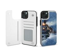 EMPYRI Winter Christmas Snow Night Railway Train Printed Wallet Case for iPhone 15 Plus - Flip Leather Wallet Phone Cases Cover with Card Slots