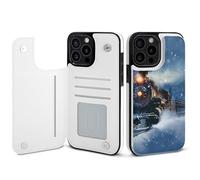 EMPYRI Winter Christmas Snow Night Railway Train Printed Wallet Case for iPhone 15 Pro Max - Flip Leather Wallet Phone Cases Cover with Card Slots