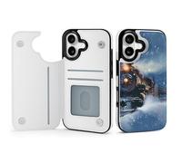 EMPYRI Winter Christmas Snow Night Railway Train Printed Wallet Case for iPhone 17 - Flip Leather Wallet Phone Cases Cover with Card Slots