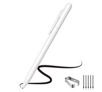 EMR Stylus Pen for Wacom, for Remarkable 2, for Samsung Tab with 4096 Pressure Level Sensitivity, Palm Rejection, Natural Tilt, No Charging, Tail Eraser, 5 Spare Nibs & Clip (White)