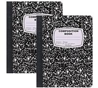 Emraw Black & White Marble Style Cover Composition Book with 100 Sheets of Wide Ruled White Paper (2 Pack)