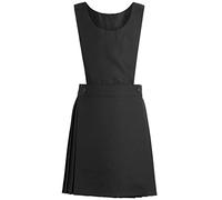 EMRE FASHION® Kids Girl’s Plain School Uniform Pleated Bib Pinafore Two Button Pini Dress Sleeveless Junior School Wear (Black, 15-16 Years)