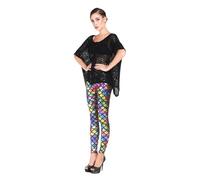 EMRE FASHION® Women's Disco Metallic Fish Mermaid Shiny Legging - Ladies Wet Look Elastic Waist Comfortable Stretchy Tights Dance Fancy Dress Party Pants (Multi, Medium-Large)