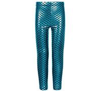 EMRE FASHION® Women's Disco Metallic Fish Mermaid Shiny Legging - Ladies Wet Look Elastic Waist Comfortable Stretchy Tights Dance Fancy Dress Party Pants (Turquoise, Small-Medium)