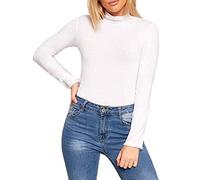 EMRE FASHION® Women's Thermal Polo Roll Neck Long Sleeve Turtle Neck Jumper - New Ladies Plain Mockneck Lightweight Slim Casual Wear Top Plus Size UK 8-26