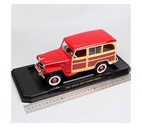 EMRGAZQD Scale Finished Model Car 1:18 Diecast Vehicle For Jeep Willys Station Wagon Simulation Alloy Classic Car Model Collectible Miniature Replica Car(Red)