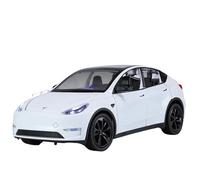 EMRGAZQD Scale Finished Model Car 1/24 Fit For Tesla Model Y Scale Car Model Collection Diecast Alloy Vehicles With Sound And Light Miniature Replica Car(White)