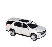 EMRGAZQD Scale Finished Model Car 1:24 For Chevrolet Tahoe Suv Miniature Static Scale Alloy Die-cast Car Model Display Ornaments Decoration Miniature Replica Car(White)