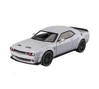 EMRGAZQD Scale Finished Model Car 1:32 For Dodge Challenger Hellcat Static Scale Simulation Die-cast Alloy Metal Car Model Display Ornaments Miniature Replica Car(Silver)