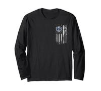 EMS EMT Paramedic American Flag Emergency Medical Gifts Men Long Sleeve T-Shirt