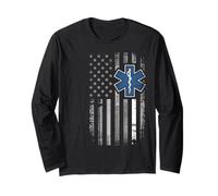 EMS EMT Paramedic American Flag Emergency Medical Gifts Men Long Sleeve T-Shirt
