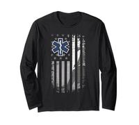 EMS EMT Paramedic American Flag Emergency Medical Gifts Men Long Sleeve T-Shirt