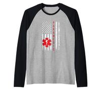 EMS EMT Paramedic First Responder American Flag Paramedic Raglan Baseball Tee