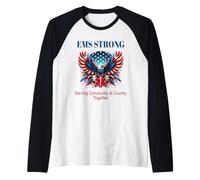 EMS-EMT Patriotic Eagle Serving Community Star of Life Raglan Baseball Tee