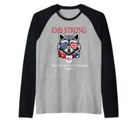 EMS-EMT Patriotic Racoon Serving Community Star of Life Raglan Baseball Tee