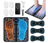EMS Folding Portable Foot Massagers Pad, 8 Massage Modes & 19 Intensity Levels with Remote Control USB Rechargeable Comfortable Muscles Massager Mat for Feet and Legs