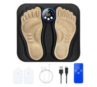 EMS Foot Massager, Electric Foots Massage Device, Push-Button + Remote Control Adjustable Intensity Settings, Portable Design, Daily Use for Men Women Seniors Workers Charging Cable