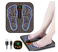 EMS Foot Massager - Electronic Muscle Stimulator Mat - 8 Massage Modes & 18 Intensity Settings - Foldable Portable Design for Plantar Pain Relief - Rechargeable with Remote Control