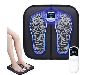 EMS Foot Massager for Pain and Circulation: 10 Modes 30 Intensities Electric Muscle Stimulator for Feet Pain Relief - Portable Folding Foot Massagers - Footspa Massage Acupressure Mat
