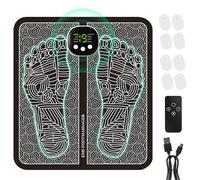 EMS Foot Massager for Pain and Circulation- Folding Portable Electric Massage Mat, Electronic Muscle Stimulator, LED Display Screen Back & Legs Massage with 8 Modes and 19 Intensity Levels