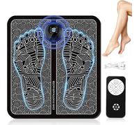 EMS Foot Massager Mat, Foldable Electrical Muscle Stimulation Foot Massager for Circulation & Pain Relief, 8 Modes 19 Intensity Levels Portable Pedicure Machine with Remote Control & USB Charging