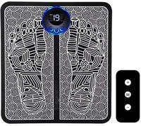 EMS Foot Massager Mat, Under Desk Foot Stimulator 8 Modes, Portable Foots Relaxation Pad for Long Sitting at Work or Home(Black A,Rectangle)