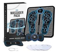 EMS Foot Massager Mat with Remote Control & Cervical Patches - Electric Foot Circulation Stimulator with Electrode Pads, Physiotherapy Pulse Massage for Pain Relief, Muscle Relaxation & Leg Slimming