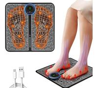EMS Foot Massager - Portable Muscle Stimulator for Pain Relief - Foldable Mat with LCD Display for Feet, Legs and Back - Circulation Booster for Home and Office - Black