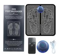 EMS Foot Massager with 19 Intensity Level & 8 Modes, Electric Rechargeable Feet Spa, Remote Control Massager for Foot, Back & Leg Pain Relief, Muscle Relaxation, Improved Circulation with LCD Display