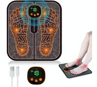 EMS Foot Massager with TENS Technology - LCD Display, Remote Control, Foldable Design - for Neuropathy, Circulation & Pain Relief - 8 Modes, 19 Intensity Levels