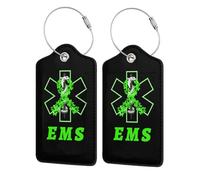 EMS for A Cure, Non-Hodgkin's Lymphoma Awareness Leather Luggage Tag with Stainless Steel Ring and Privacy Cover for Suitcase Travel4