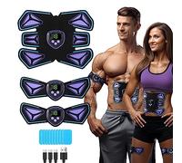 EMS Muskelstimulator Bauchmuskeltrainer Trainingsgerät, 8 Modi & 15 Intensitäten, Elektrischer Muskelstimulator, USB aufladbares Fitness-Training für Bauch/Arm/Bein, 10 Ersatz-Gel-Pads (Flamme)