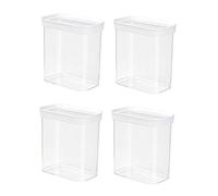 Emsa 4er Set Stapelbare Vorratsdose für Trockenvorräte, Volumen 1.6 Liter, Rechteckig, Weiß/Transparent, Optima 513558 x 4