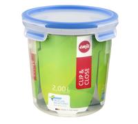 Emsa 508553 Clip & Close round food storage container 2.0 litres, transparent/bl
